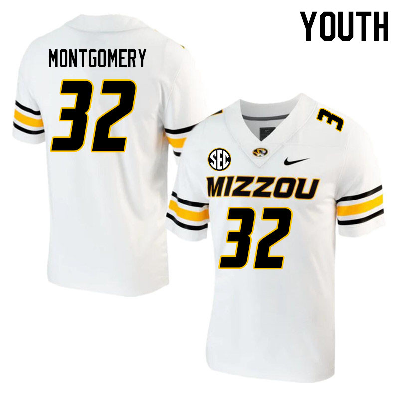 Youth #32 Ky Montgomery Missouri Tigers College 2023 Football Stitched Jerseys Sale-White - Click Image to Close